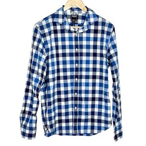 Todd Snyder Checkered Plaid Button Up Shirt Blue Mens Size M Long Sleeve Cotton